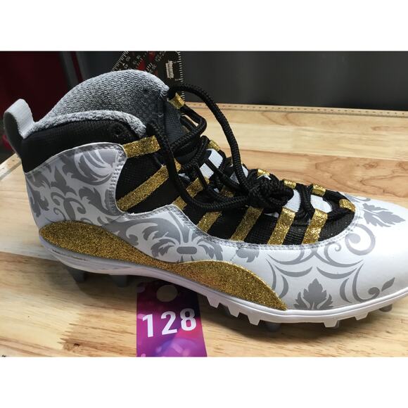 Nike Air Jordan 10 TD Mid Men\'s 11.5 White Gold Lace-Up Football Sports Cleats main image 4